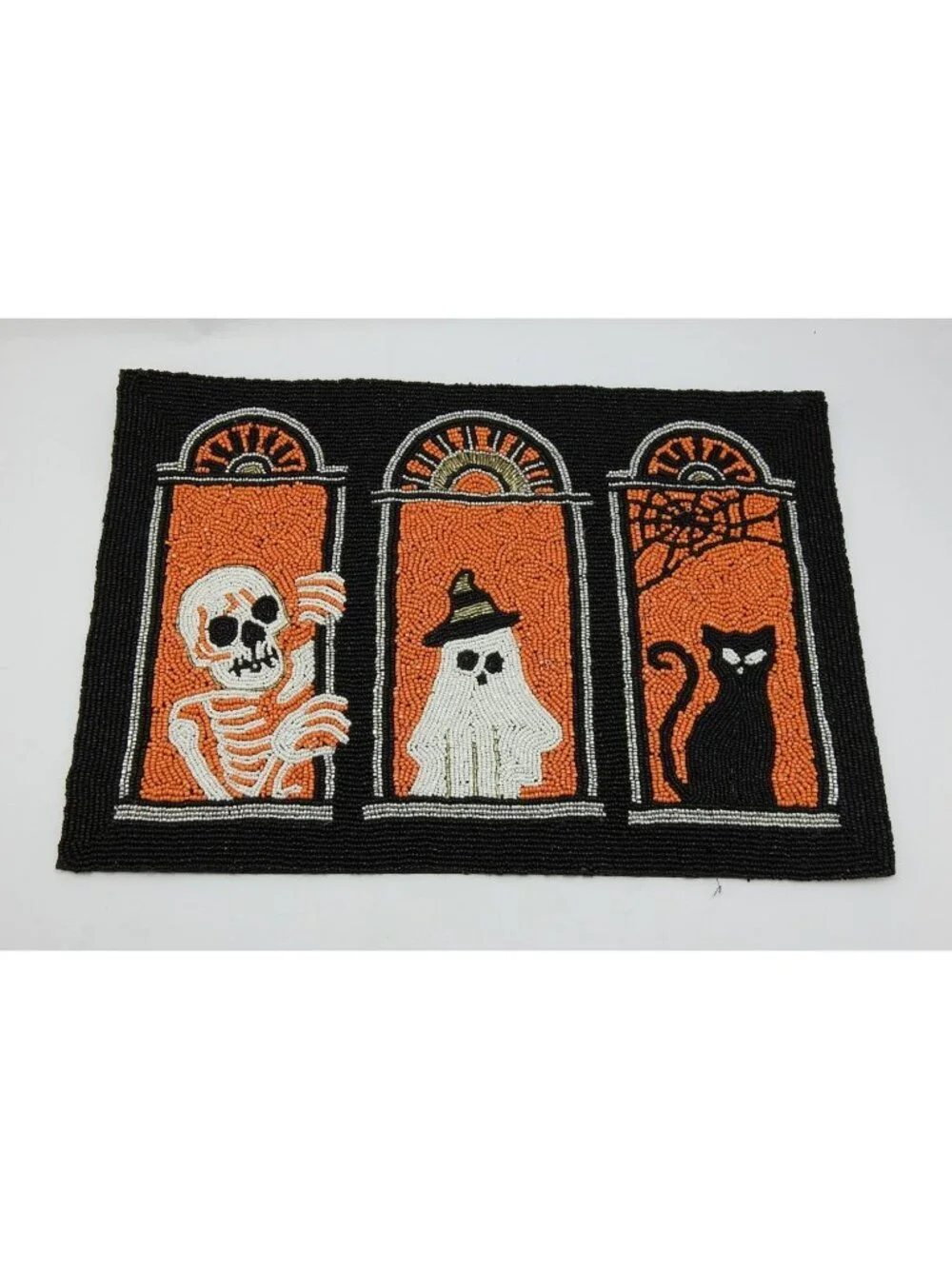 Christian Siriano Halloween Beaded Table Runner Cocktail Napkins 2 Pc Set New
